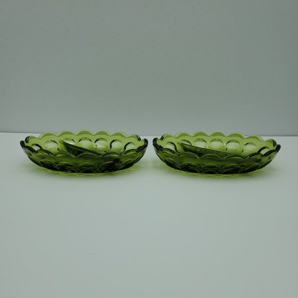 Anchor Hocking Fairfield Avocado Green Divided Relish Dish Oval Candy Nut Bowl - Picture 9 of 9